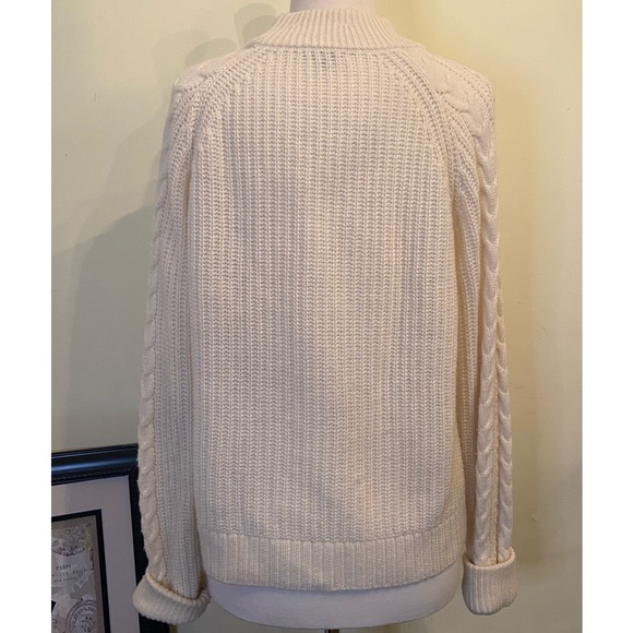 J Crew Sweater  Azra Natural Pom Pom Size L Crew Neck Lamb Wool - Picture 5 of 10